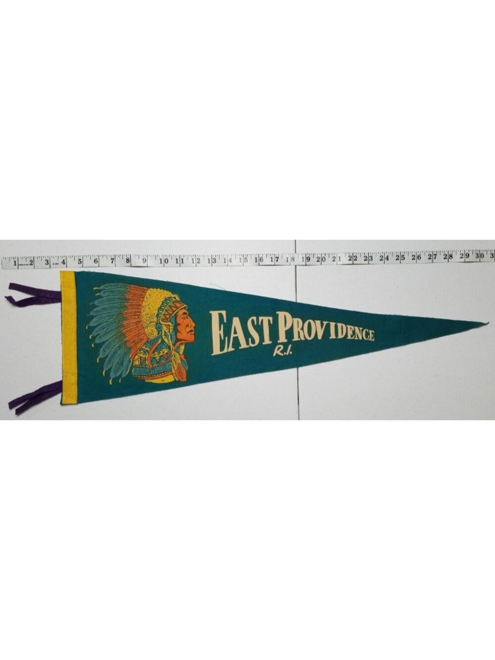 Vtg Felt Pennant East Providence R.I. Indian Chief Souvenir Travel Collectible